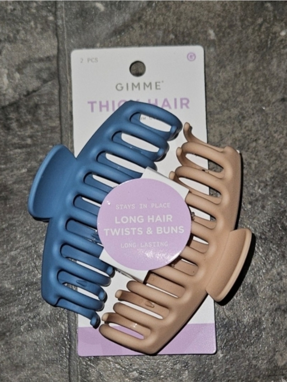 Thick Hair Claw Clips - Blue & Nude (2-Pack) BNIB